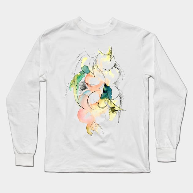 Peaches Long Sleeve T-Shirt by Maria Mi Art